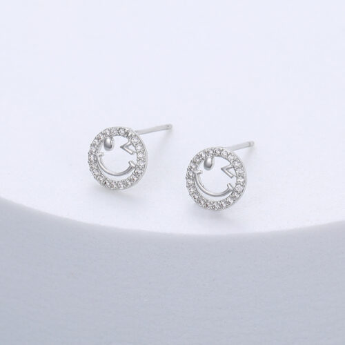 Diamante Winky Face Stud Earrings