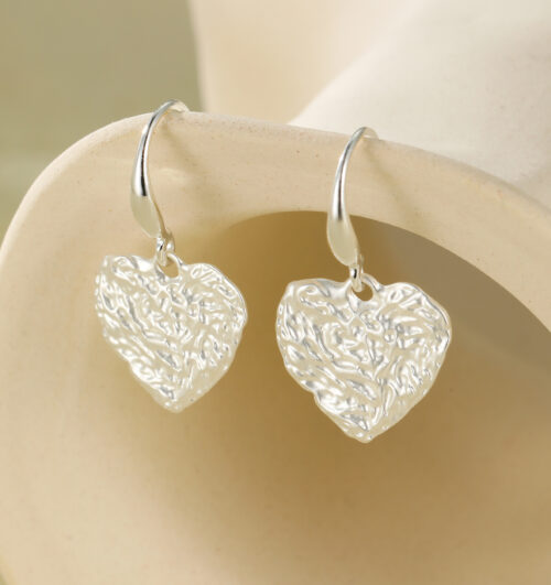 Hammered Heart Drop Earring