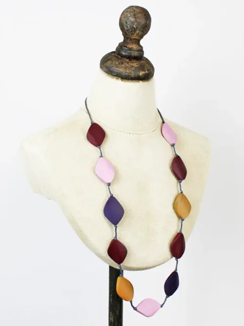 Long Wooden Diamond Necklace