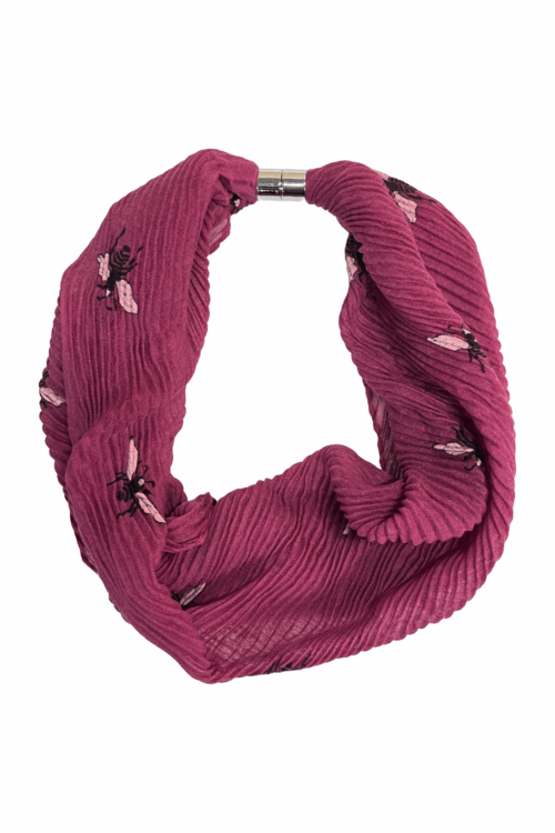 Pleated Bee Motif Magnetic Scarf