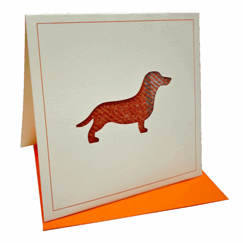 Sausage Dog Country Tweed Greetings Card