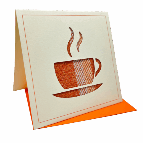 Coffee Cup Country Tweed Greetings Card