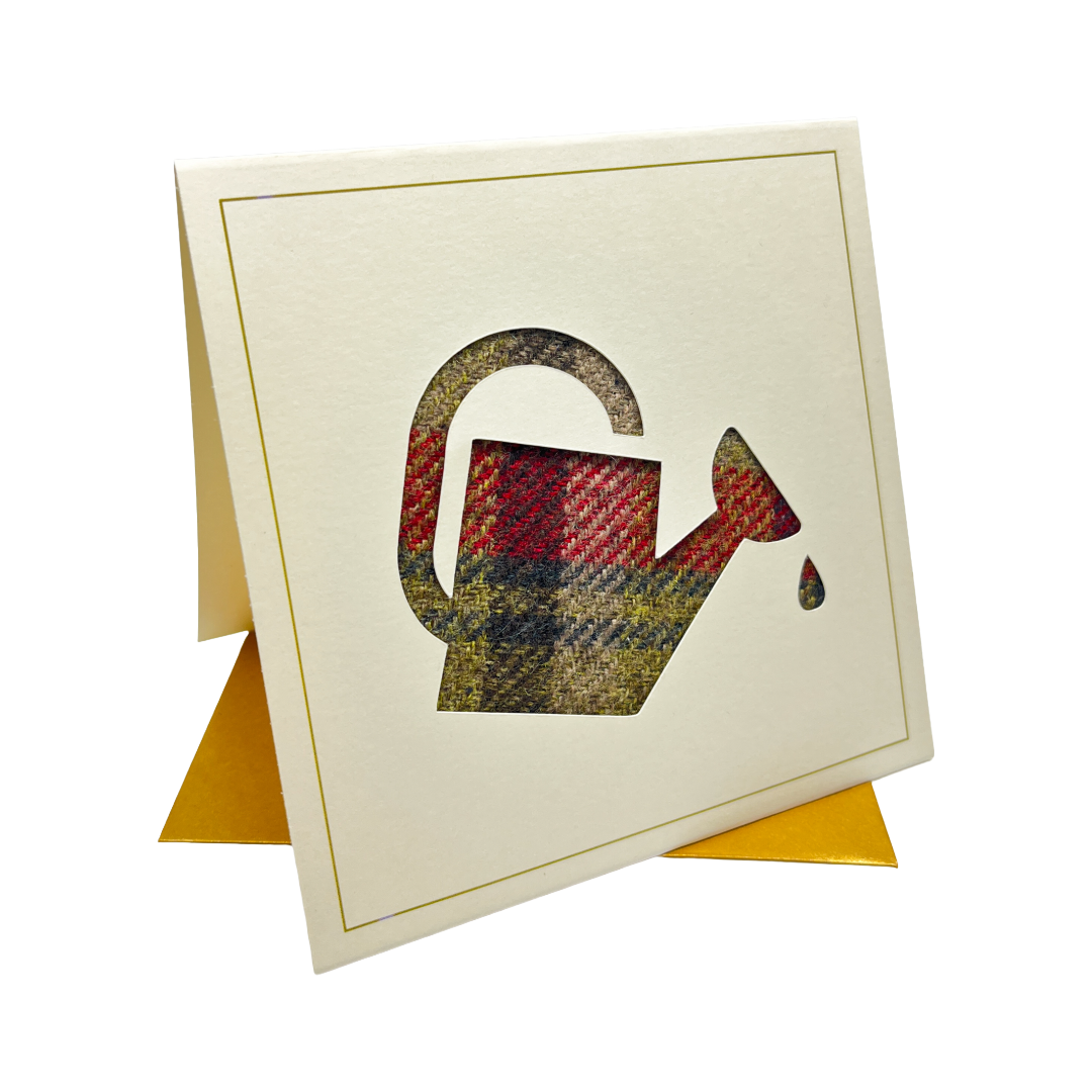 Lambacraft Watering Can, Tweed Greetings Card