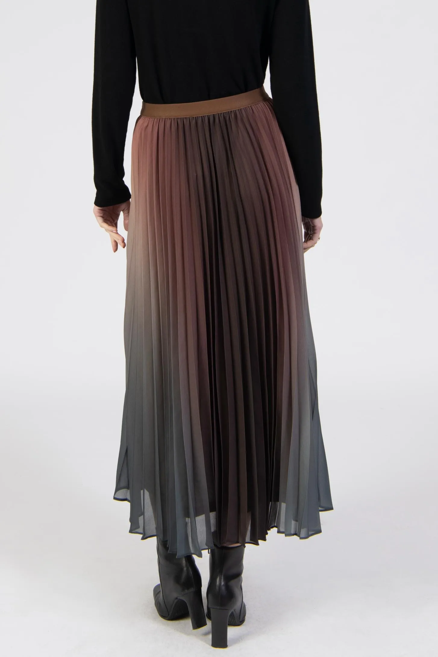 WOCLSK0012 - Pleated Ombré Midi Skirt WOCLSK0012 - Pleated Ombré Midi Skirt - Back