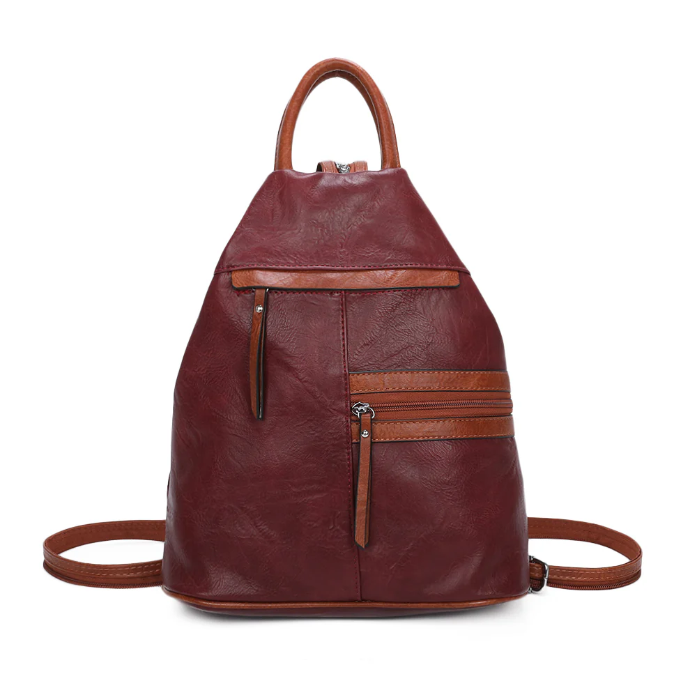WOACBG0108 - Burgundy Faux Leather Backpack