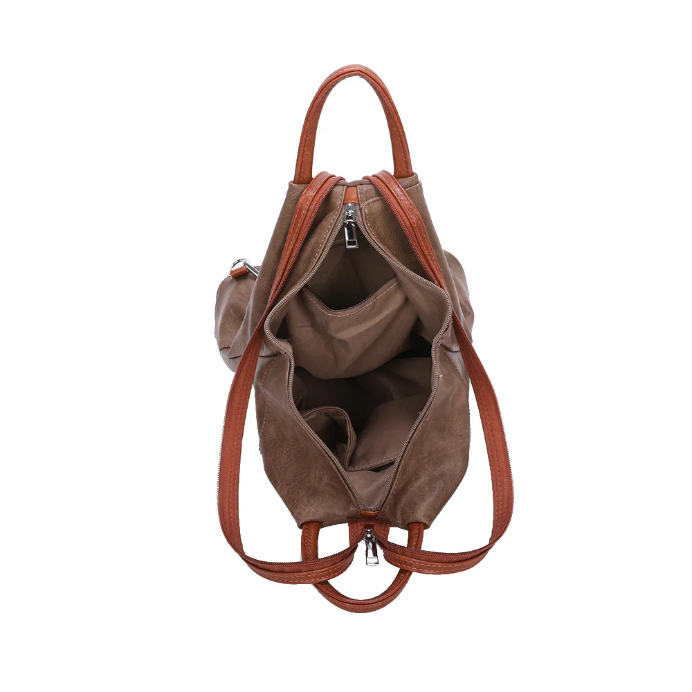 WOACBG0108 - Details Faux Leather Backpack