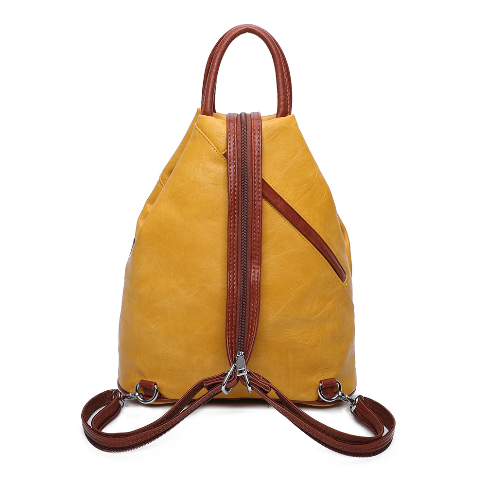 WOACBG0108 - Mustard 2 Faux Leather Backpack