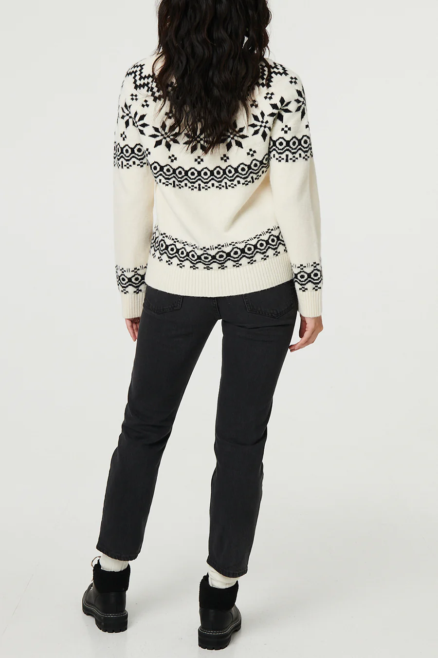 WOCLJU0075 Fair Isle Monochome Jumper Fair Isle Monochome Jumper