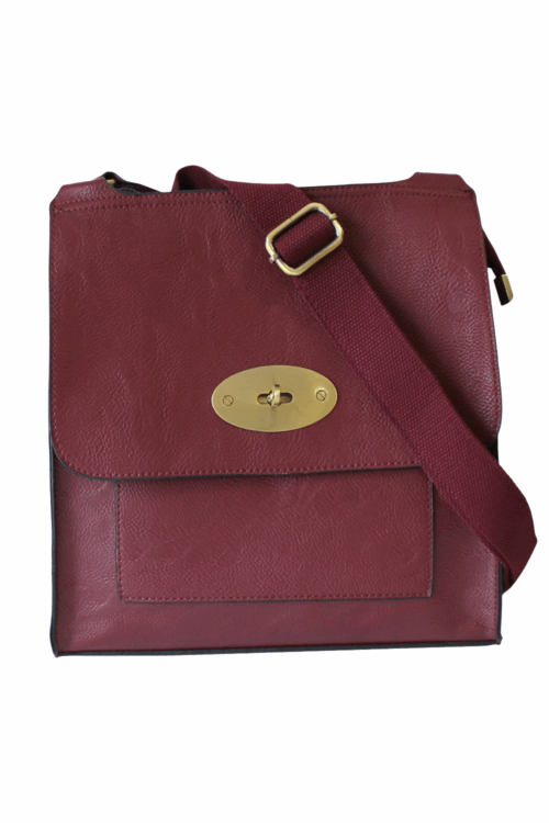 Crossbody Faux Leather Bag With Oval Clasp