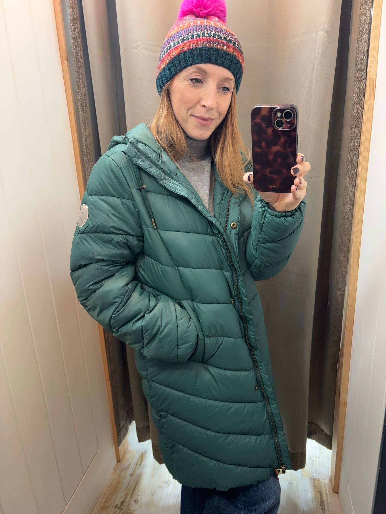 Shop the look - Winter warmer outfit - Clathers Minehead - wearing a padded coat and fairisle bobblehat