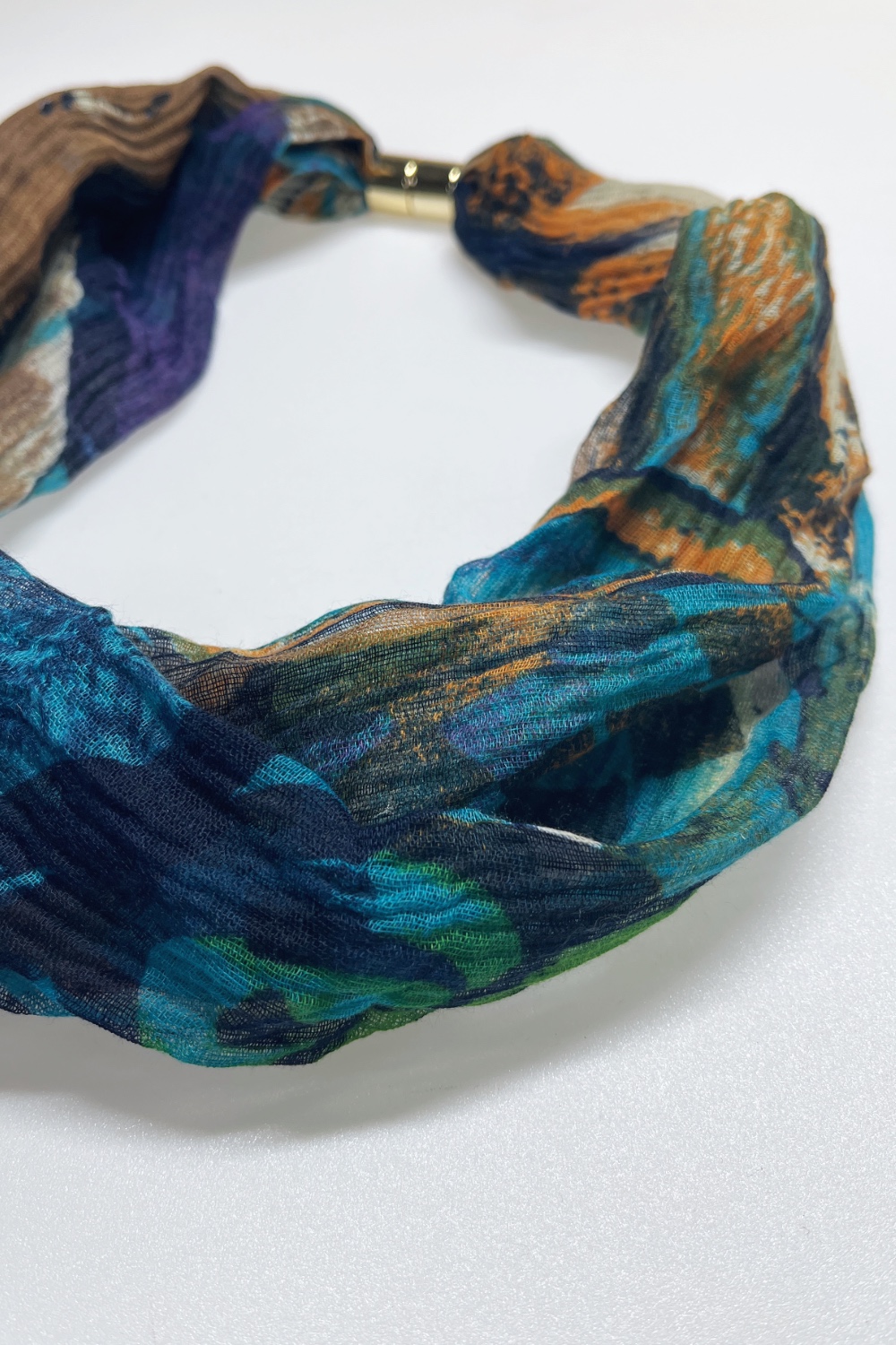 Clathers Scarves-17-WOACSC0172 - Teal Abstract Tie Dye Pattern Magnetic Scarf