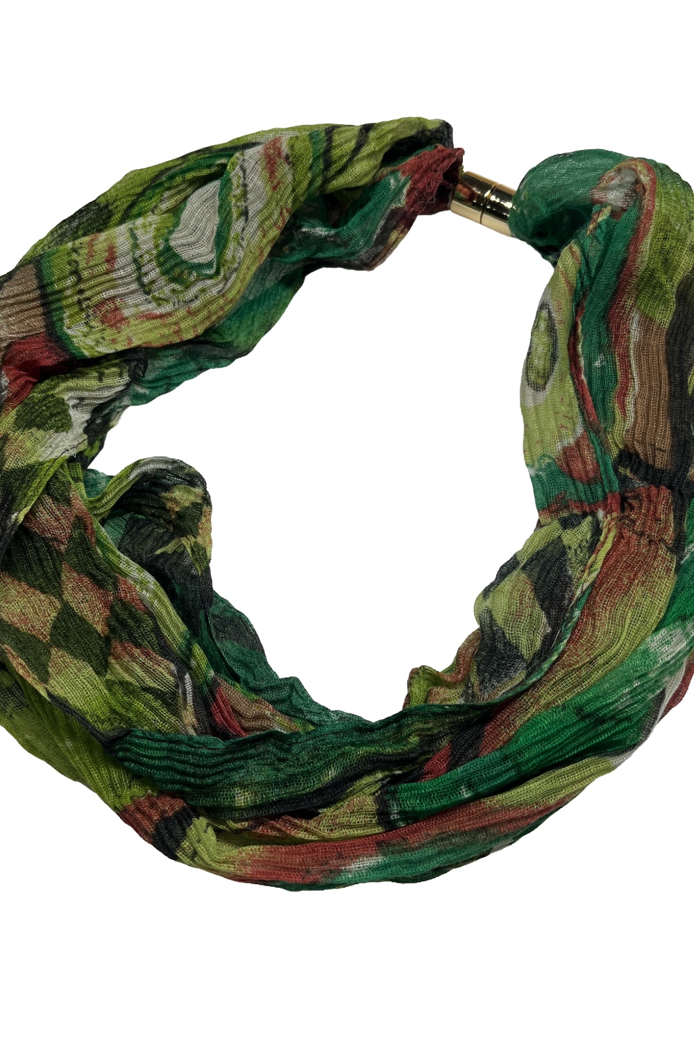 Clathers Scarves-19-WOACSC0172 - Green Abstract Tie Dye Pattern Magnetic Scarf