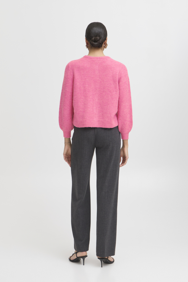 WOCLCA0044 - Pink 5 Fine Knit Contrast Button Cardigan