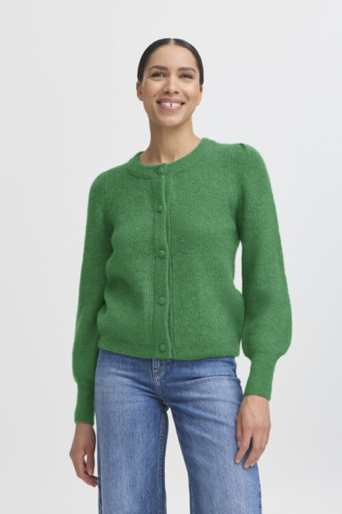 Pleated Shoulder Buttoned Cardigan