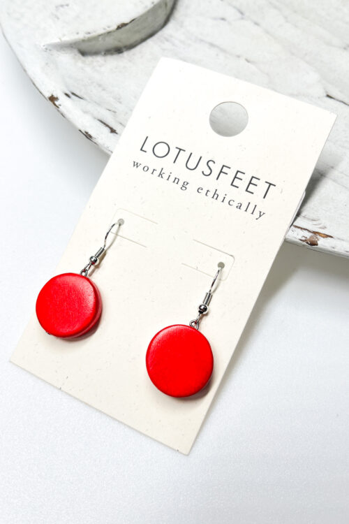 Wooden Circle Disk Earrings