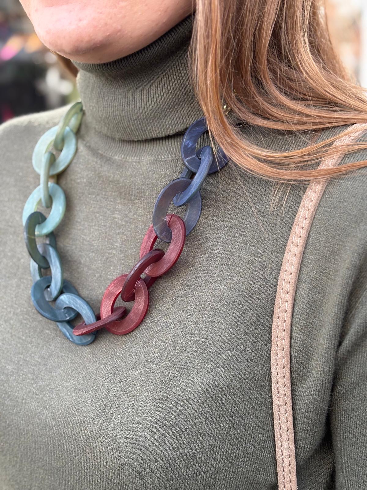 Linked Horn Chain Necklace