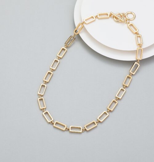 Cubic Link Chain Necklace in Gold