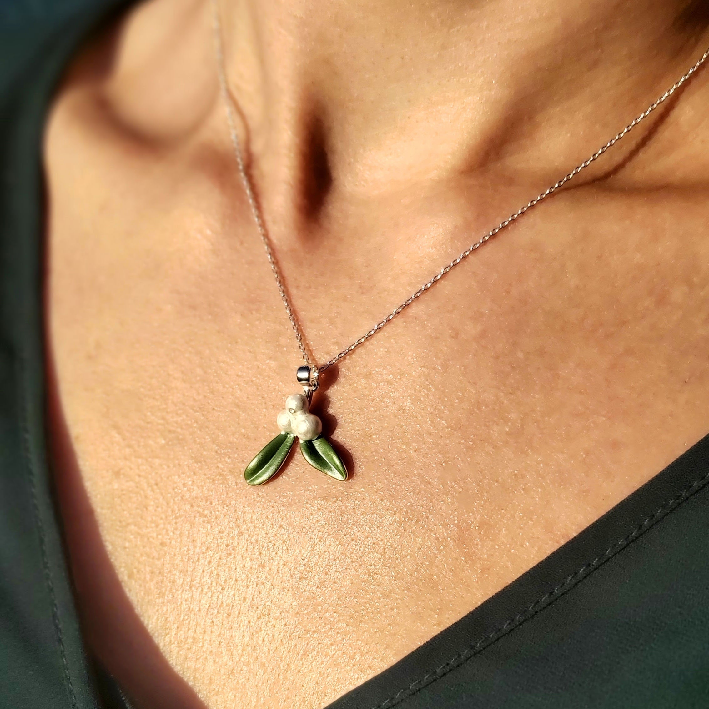 Mistletoe Pendant Necklace