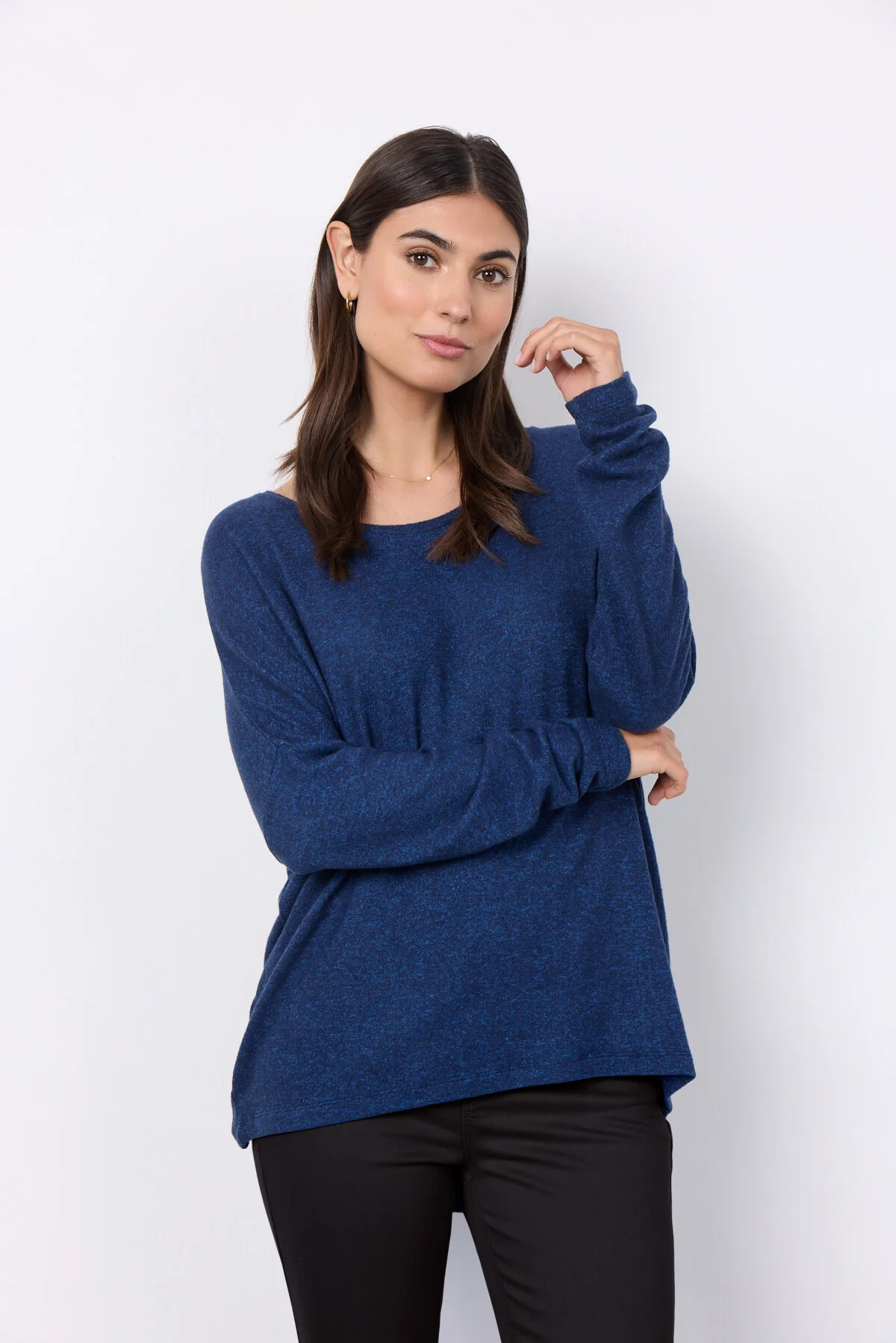 WOCLTP0097 - Navy Stretchy Long Sleeve Top