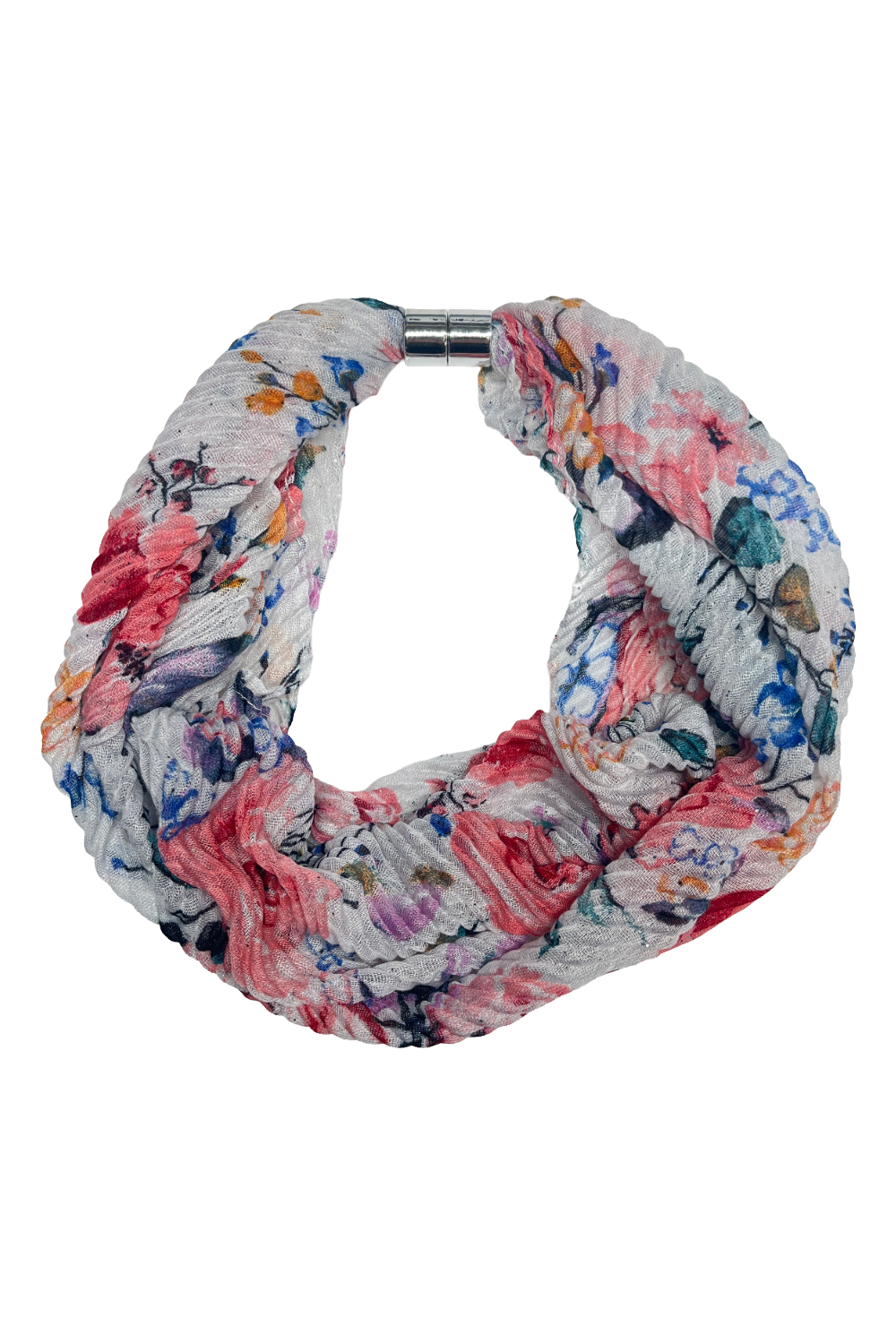 Clathers Scarves-30-WOACSC0179 Crinkle Rose Floral Magnetic Scarf
