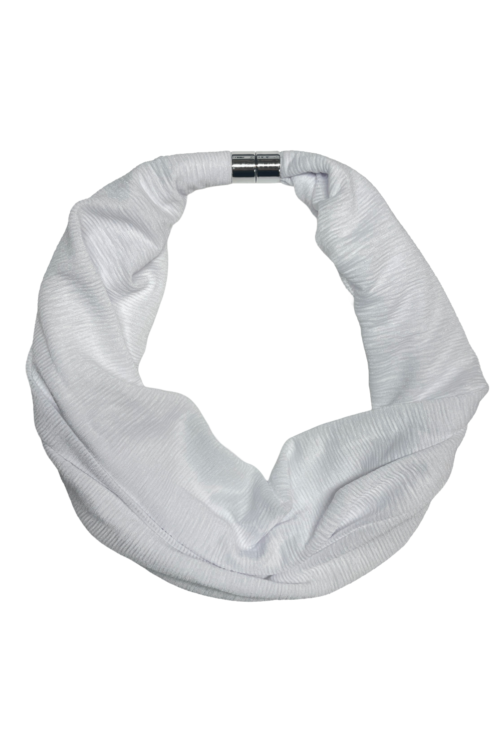 Clathers Scarves-41-WOACSC0188 - White Plain Stretchy Magnetic Scarf