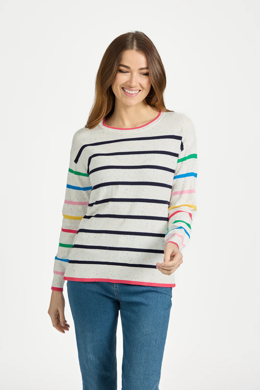 Rainbow Stripe Spekled Knit Jumper