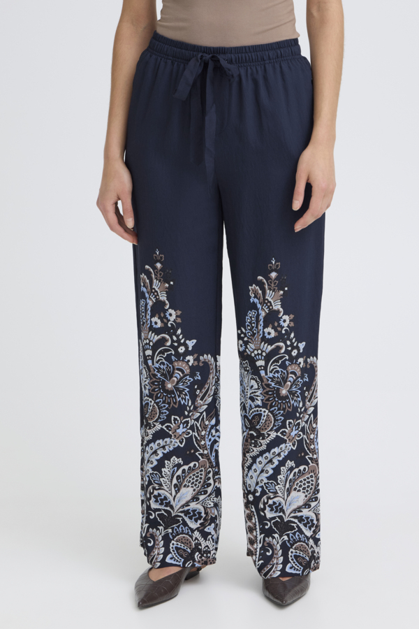 Paisley Print Wide Leg Trousers