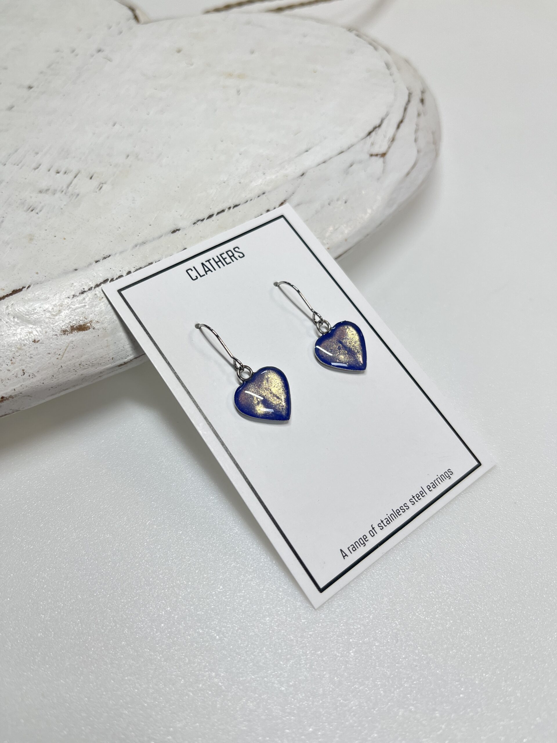WOJEER00427 - Light Grey Coloured Heart Drop Earring