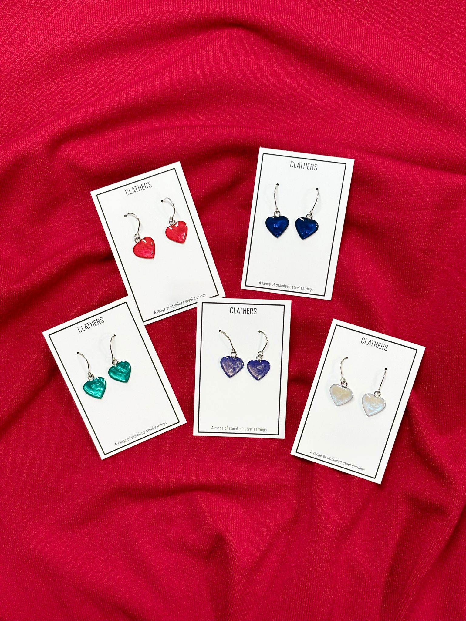 WOJEER0427 -1 Coloured Heart Drop Earring