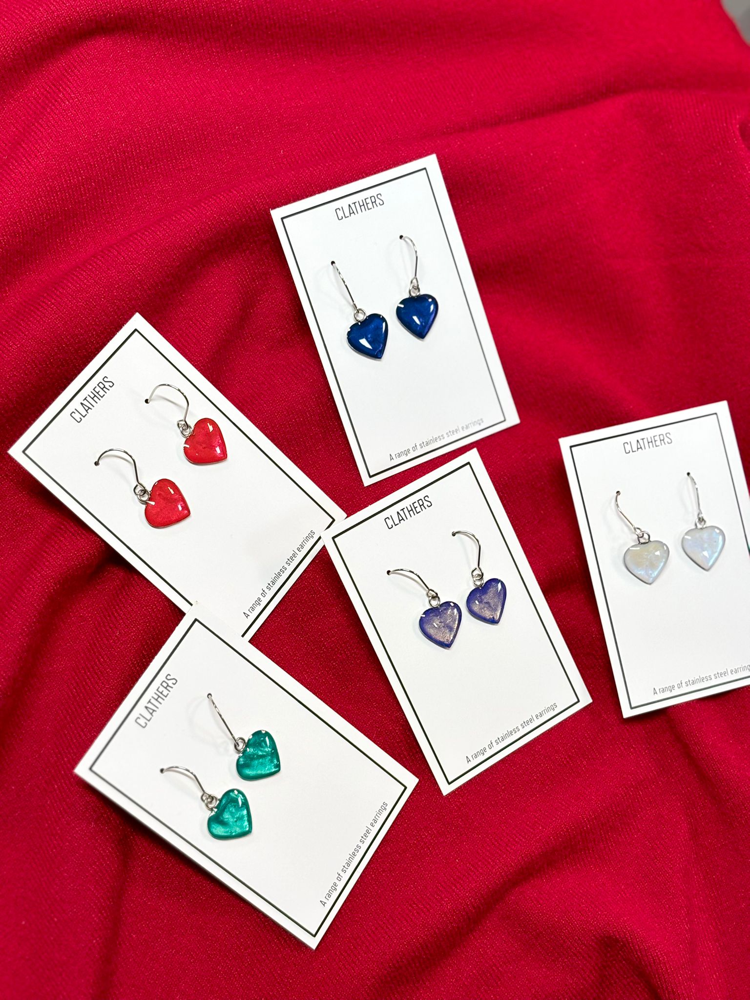 Coloured Heart Drop Earring