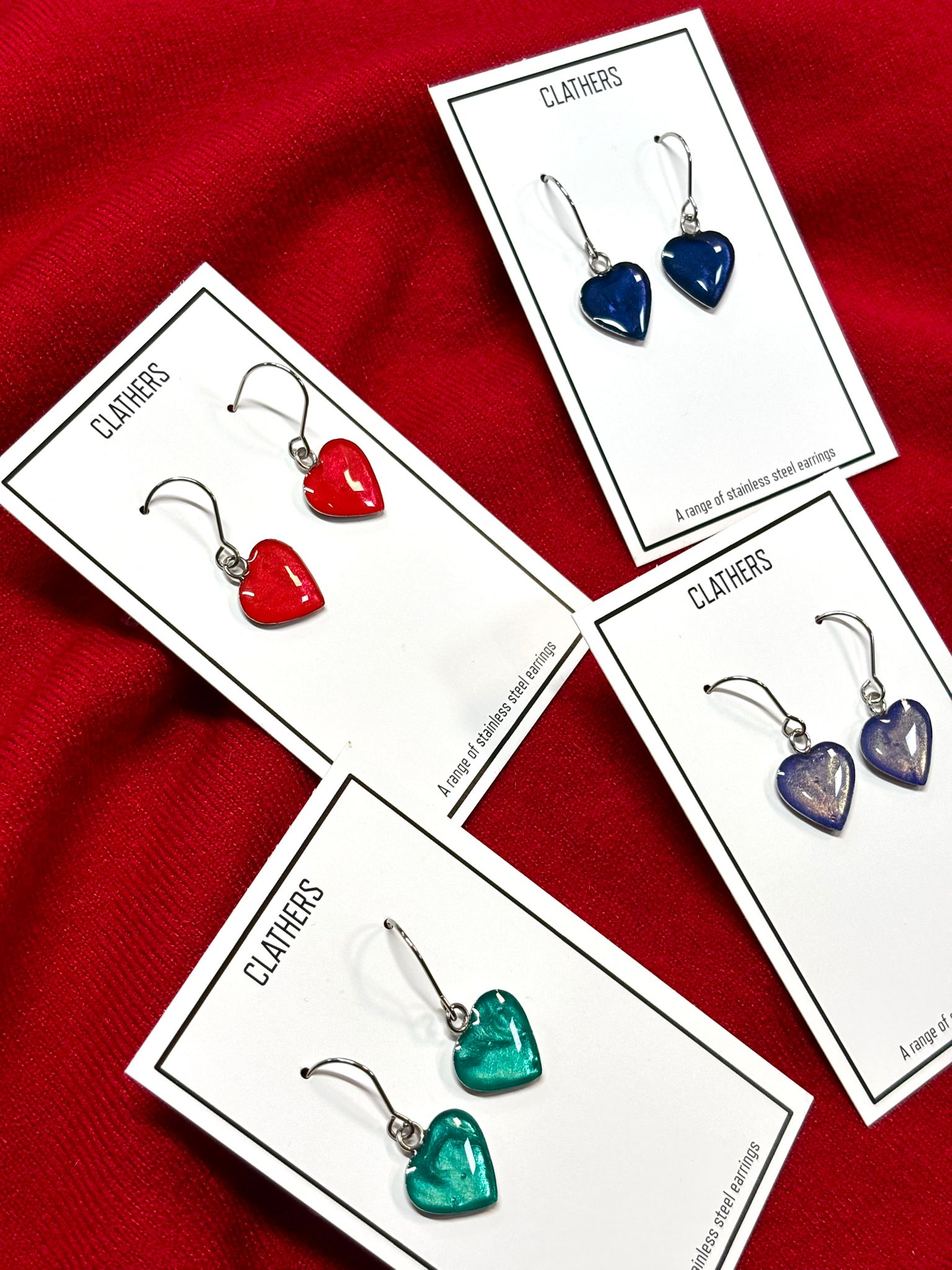Coloured Heart Drop Earring