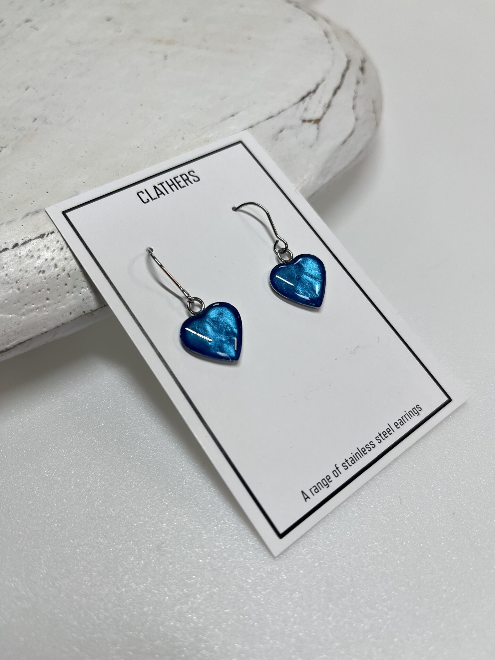 WOJEER0427 - Royal Blue Coloured Heart Drop Earring