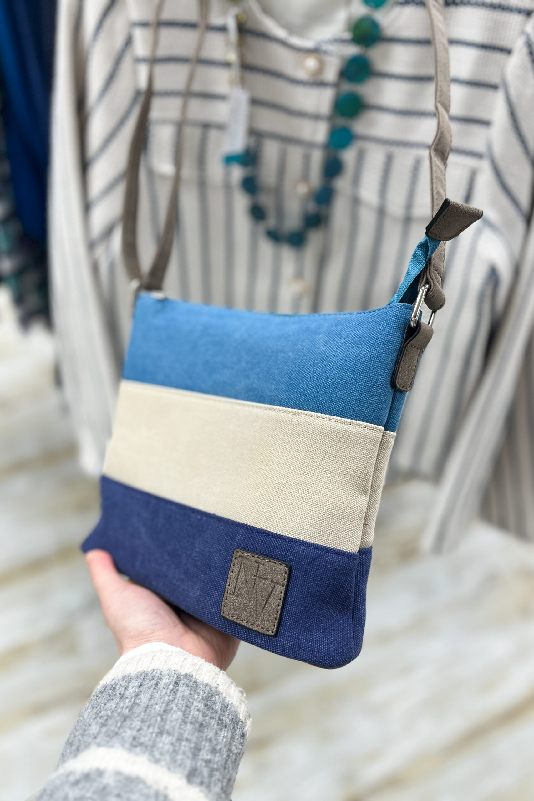 Canvas Stripe Crossbody Bag