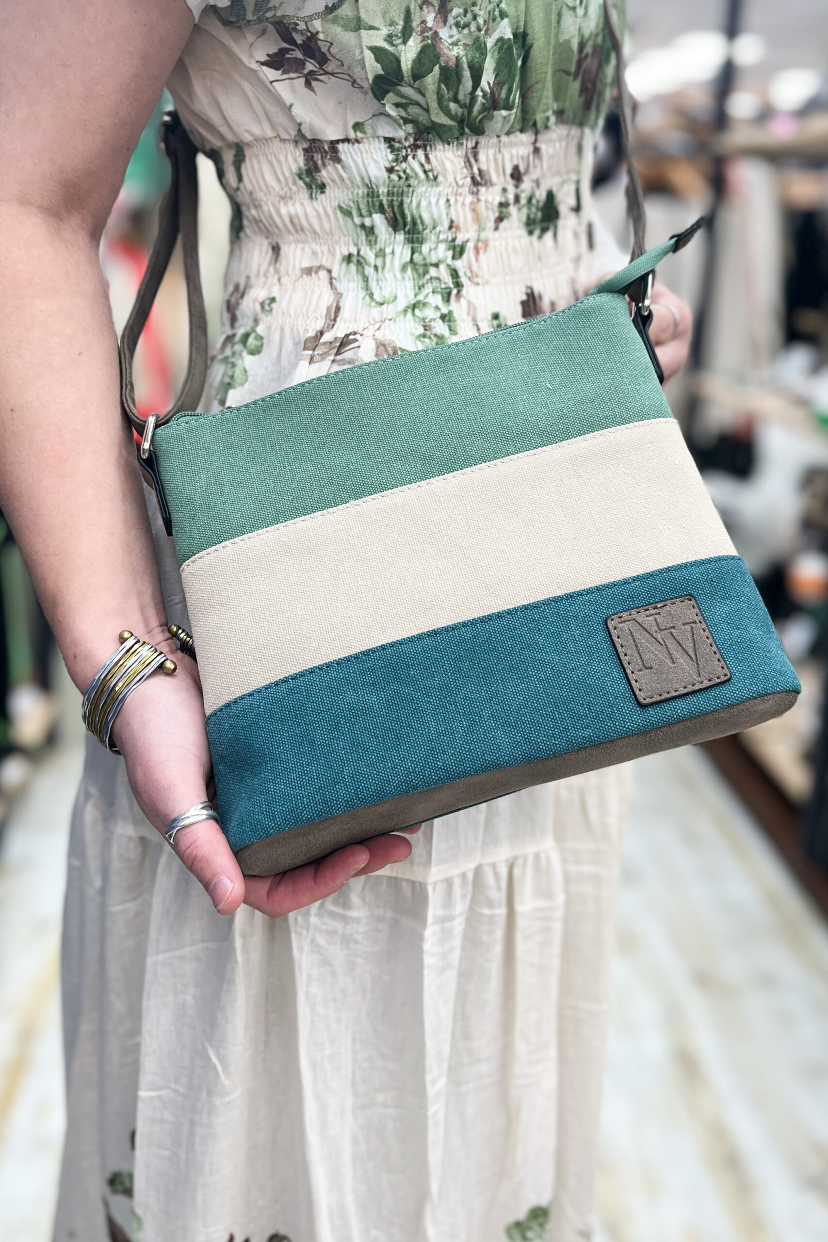 Canvas Stripe Crossbody Bag