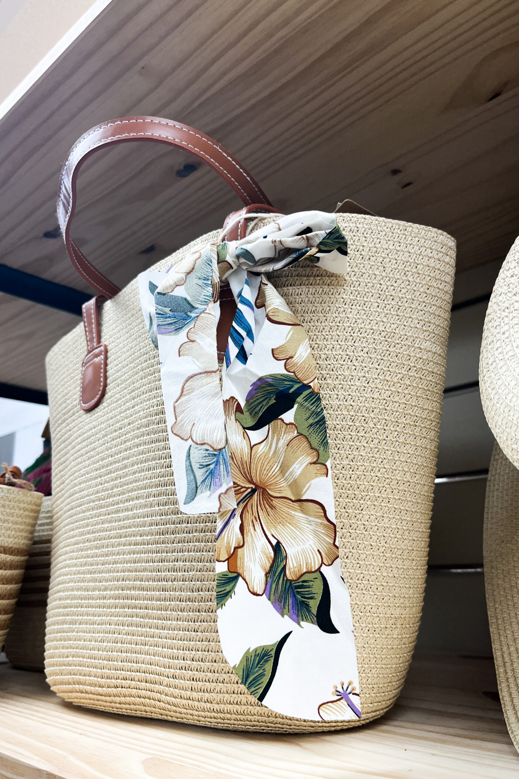 Tropical Straw Shopper Bag