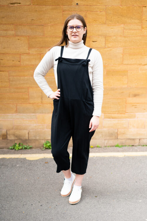 Women's Cropped Dungarees with Pockets