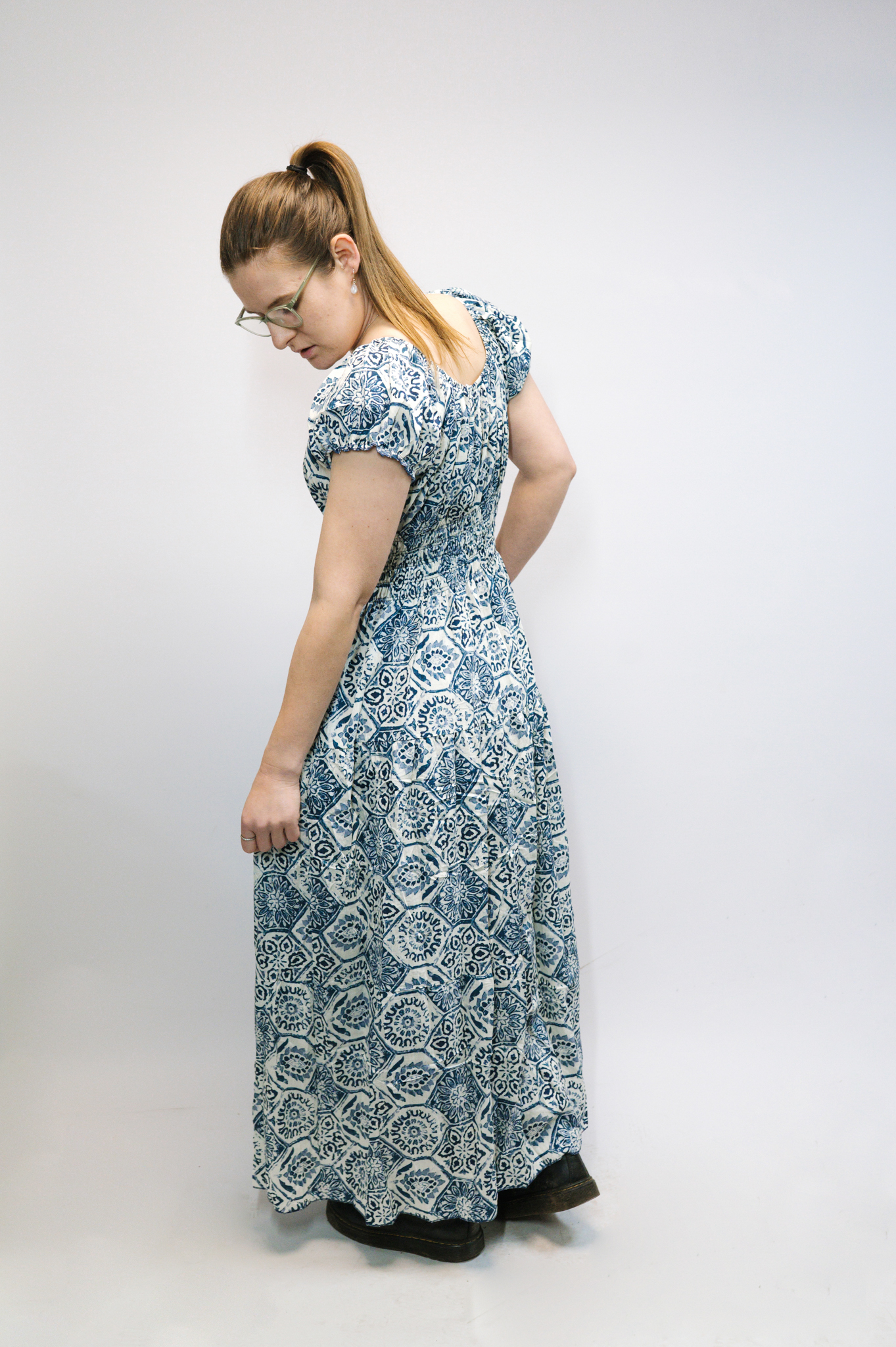 Hexagon Moroccan Print Maxi Dress