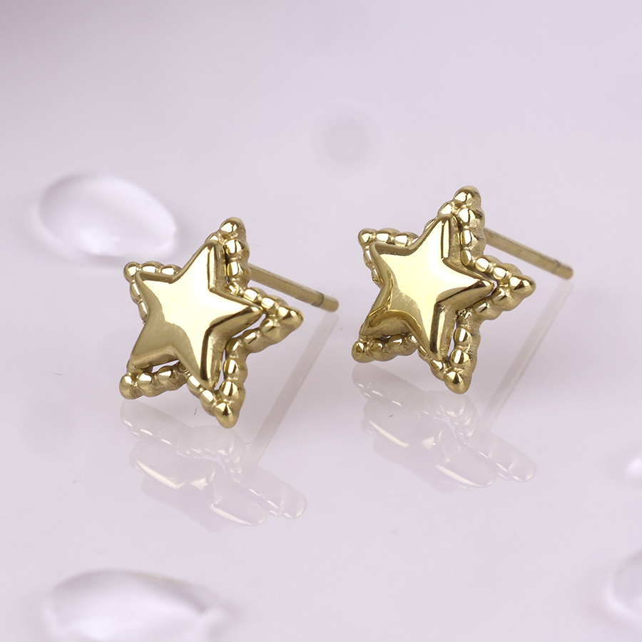Bordered Star Stud Earrings