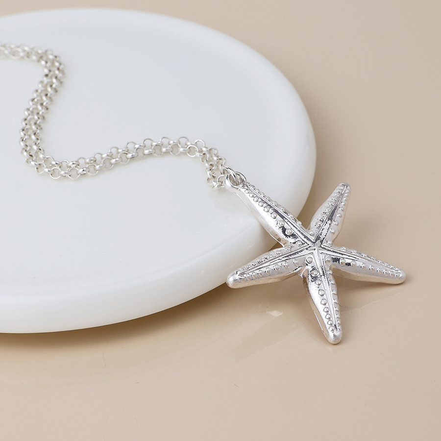 WOJENE00317 - SILVER Starfish Necklace