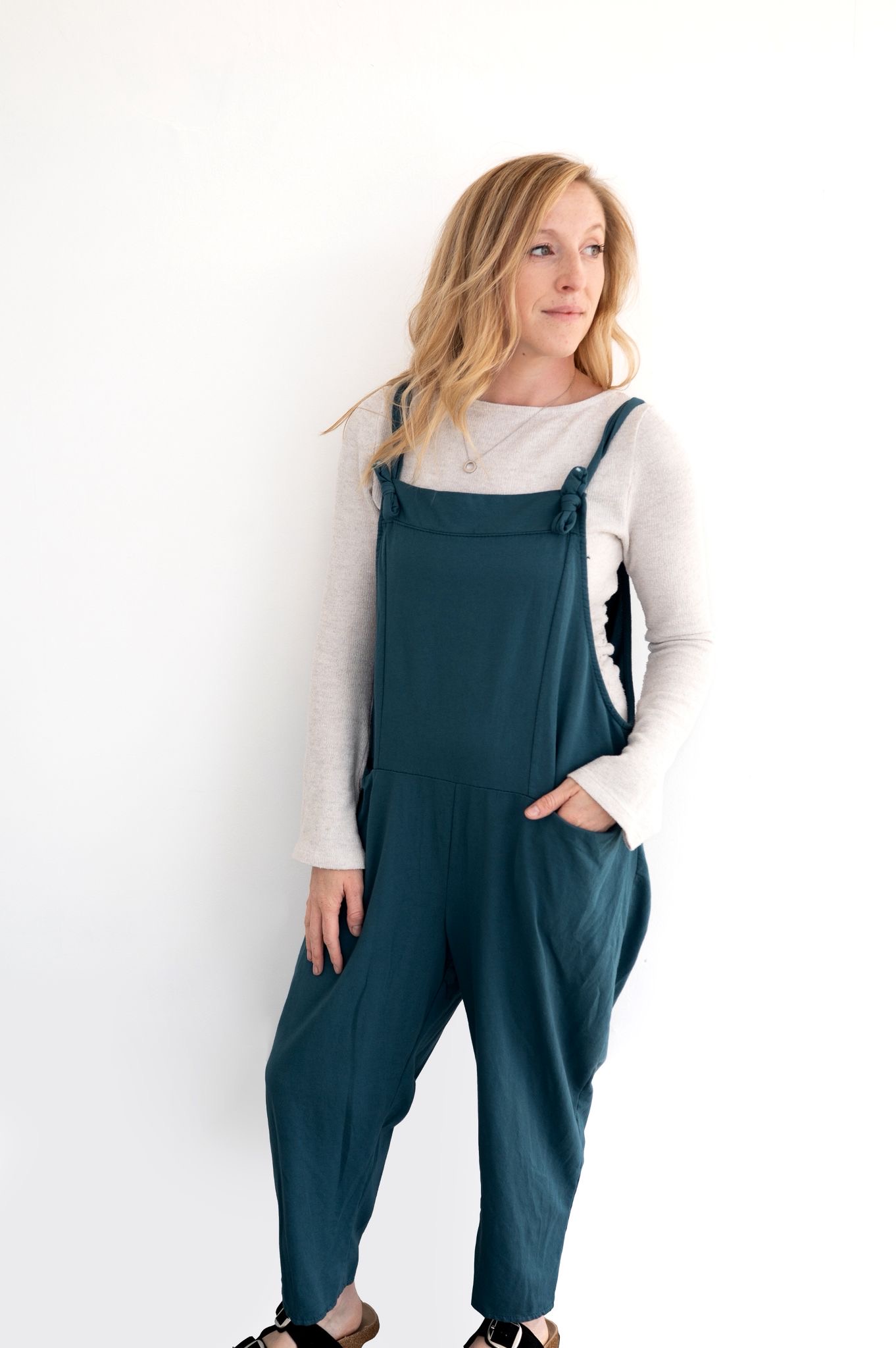 WOCLDG0002 – Teal Shop the look - Women's Dungarees at Clathers Minehead