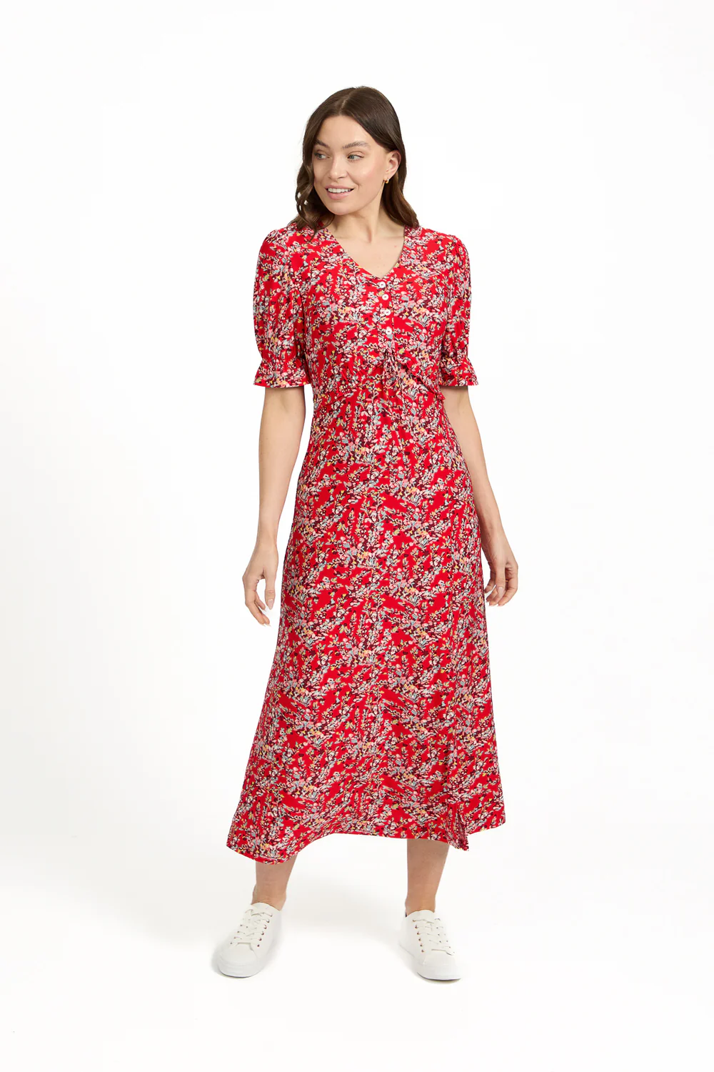 Floral and Frill Midi Dress