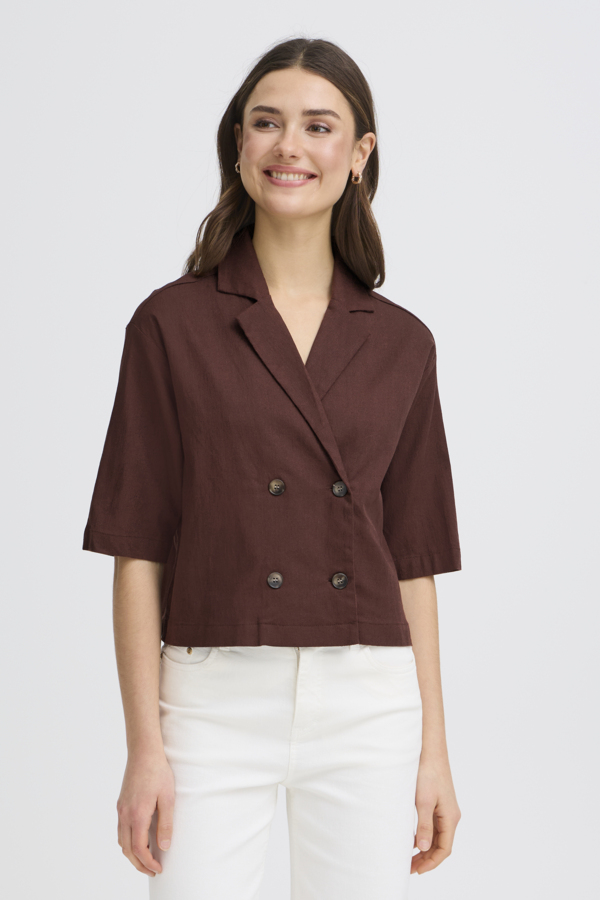 Chocolate Double Breasted Cropped Blouse
