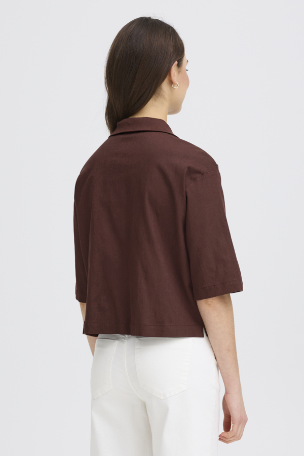WOCLTP0106 - 5 Chocolate Double Breasted Cropped Blouse