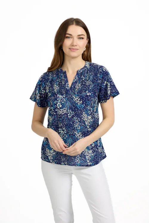 Floral Print Shirred Top