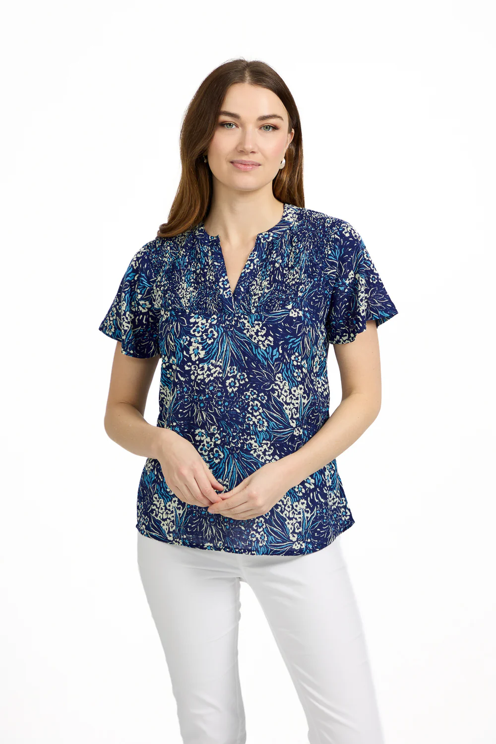 Floral Print Shirred Top
