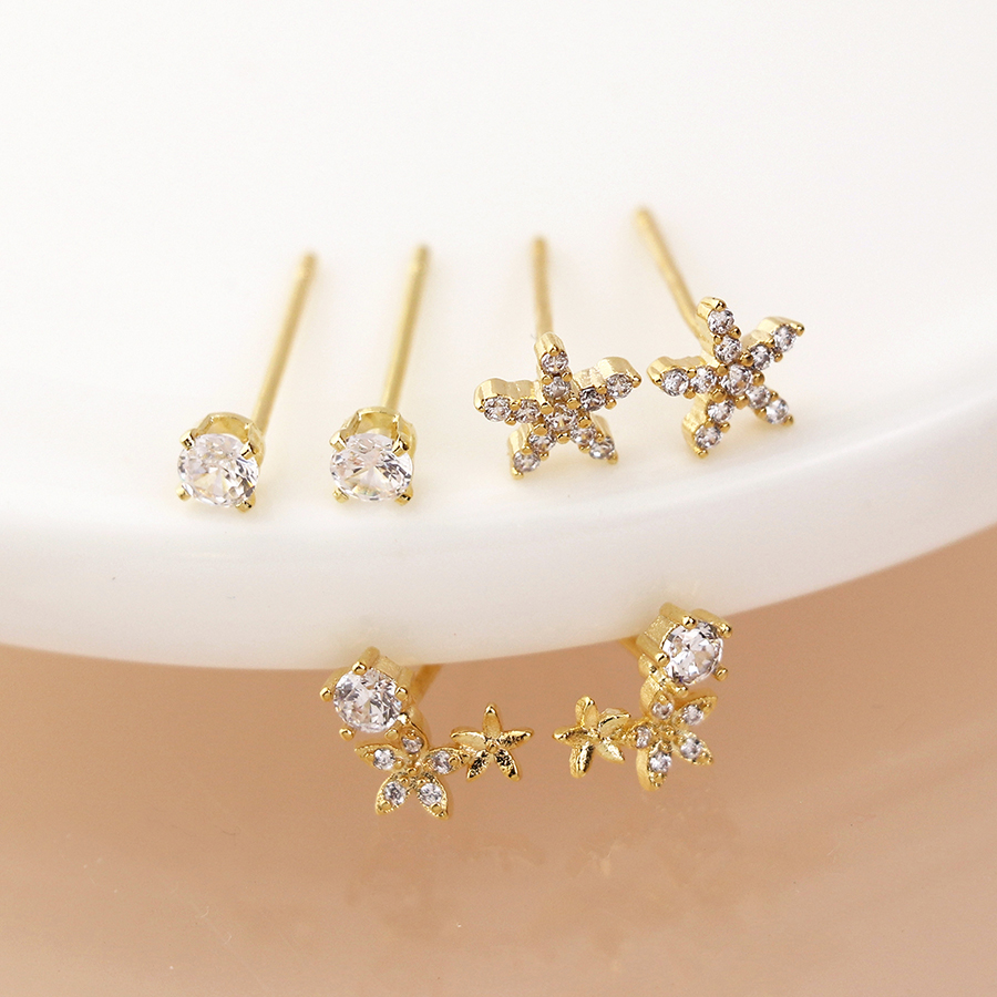 Flower Crystal Mixed Stud Earrings